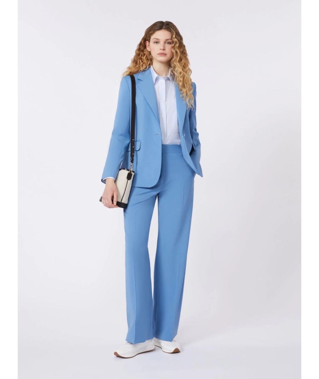WEEKEND MAX MARA Синие льняные прямые брюки, фото 4