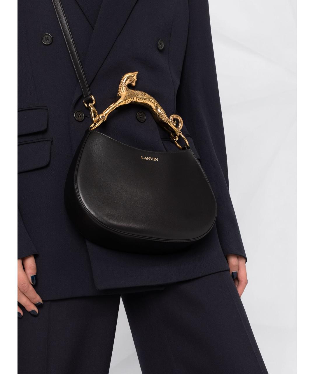 LANVIN Черная кожаная сумка тоут, фото 5