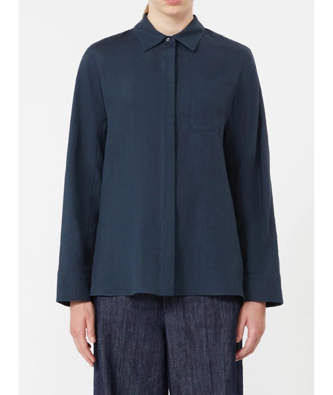 'S MAX MARA Синяя льняная рубашка, фото 3
