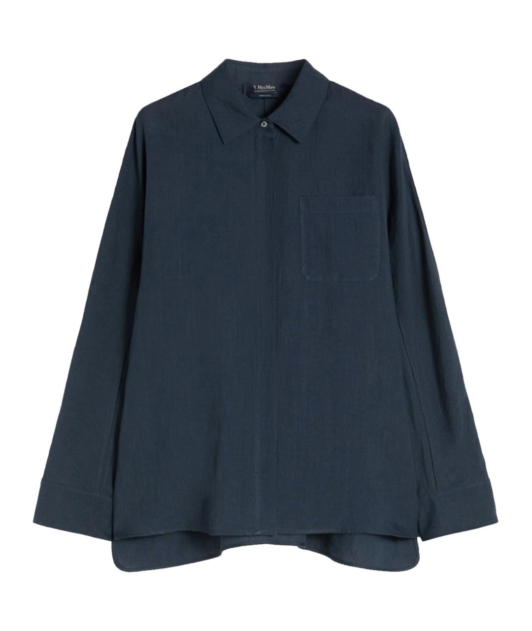 'S MAX MARA Синяя льняная рубашка, фото 2