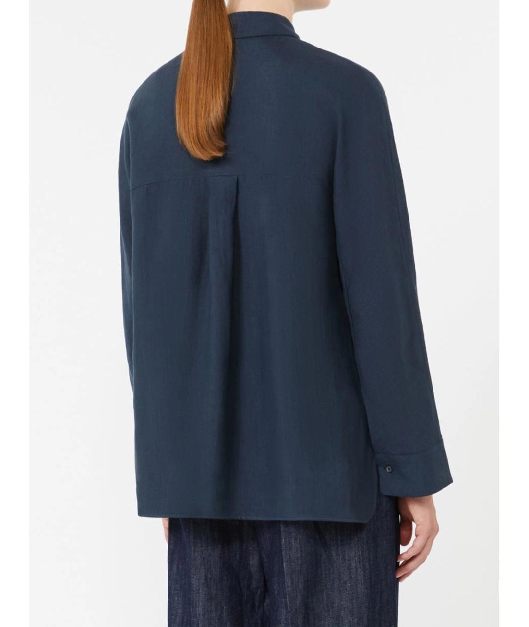 'S MAX MARA Синяя льняная рубашка, фото 5