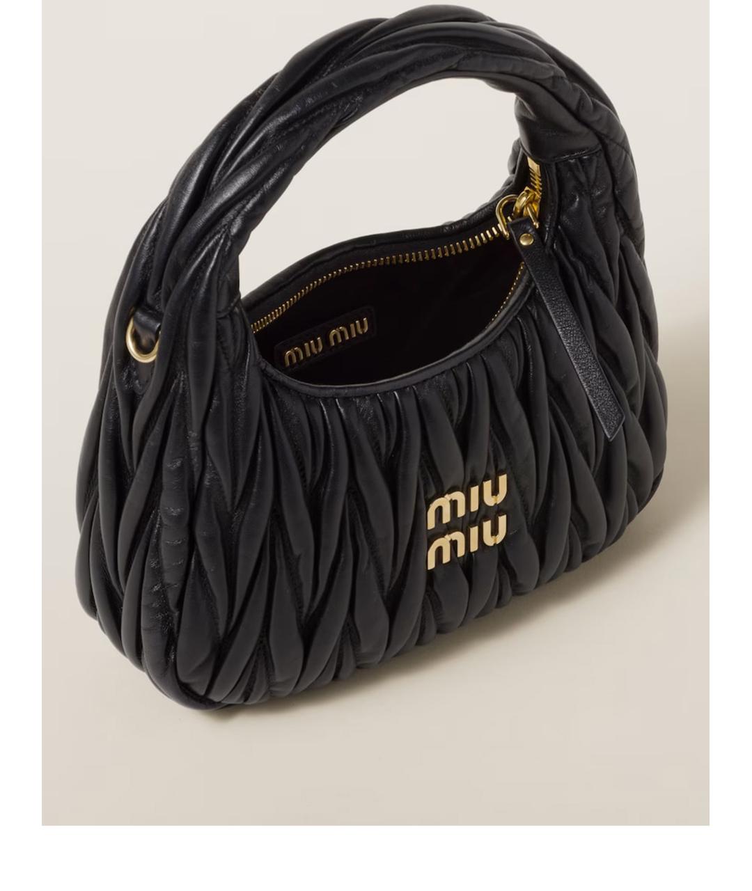 MIU MIU Черная кожаная сумка через плечо, фото 4