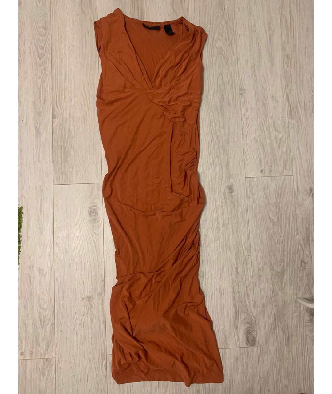 DONNA KARAN Оранжевое вискозное платье, фото 5