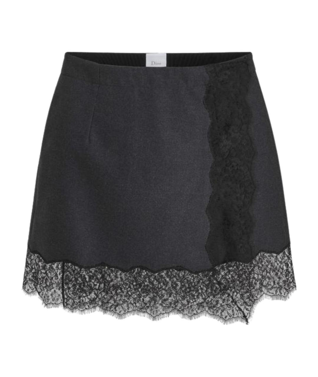 CHRISTIAN DIOR Антрацитовая шелковая юбка мини, фото 1