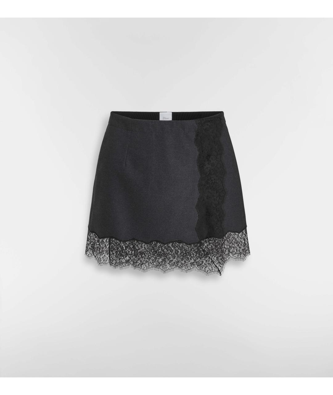 CHRISTIAN DIOR Антрацитовая шелковая юбка мини, фото 4