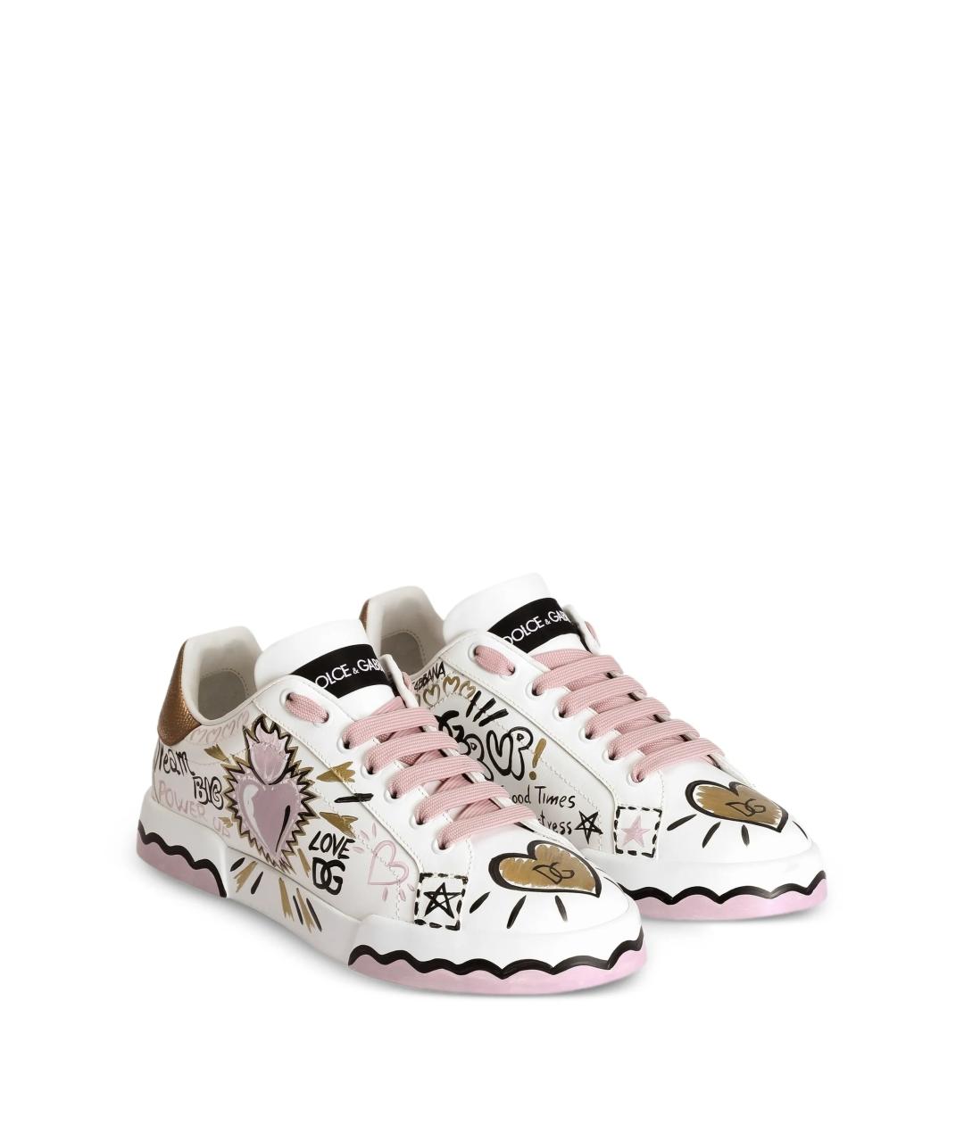 DOLCE&GABBANA Белые кожаные кроссовки, фото 2