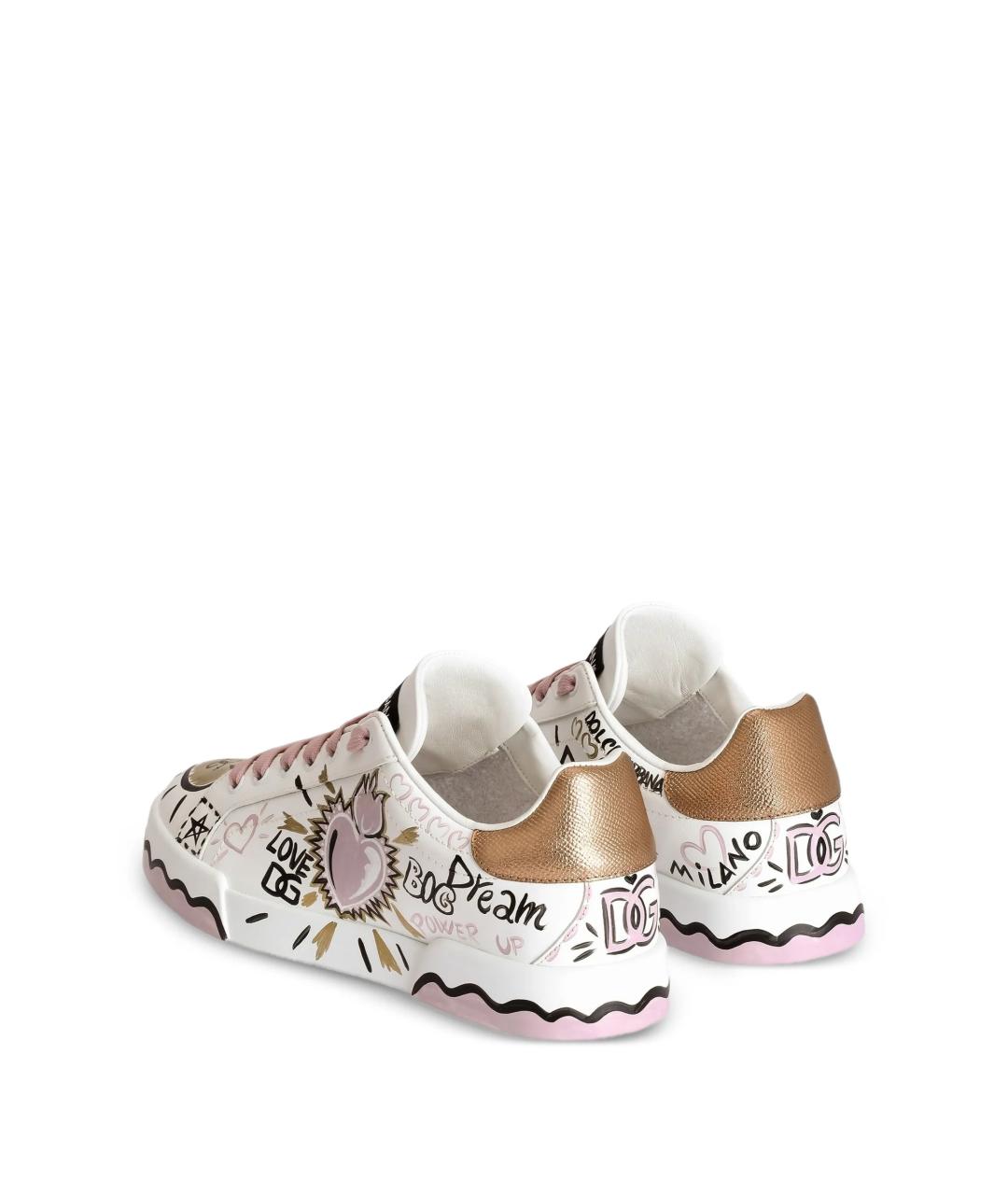 DOLCE&GABBANA Белые кожаные кроссовки, фото 3