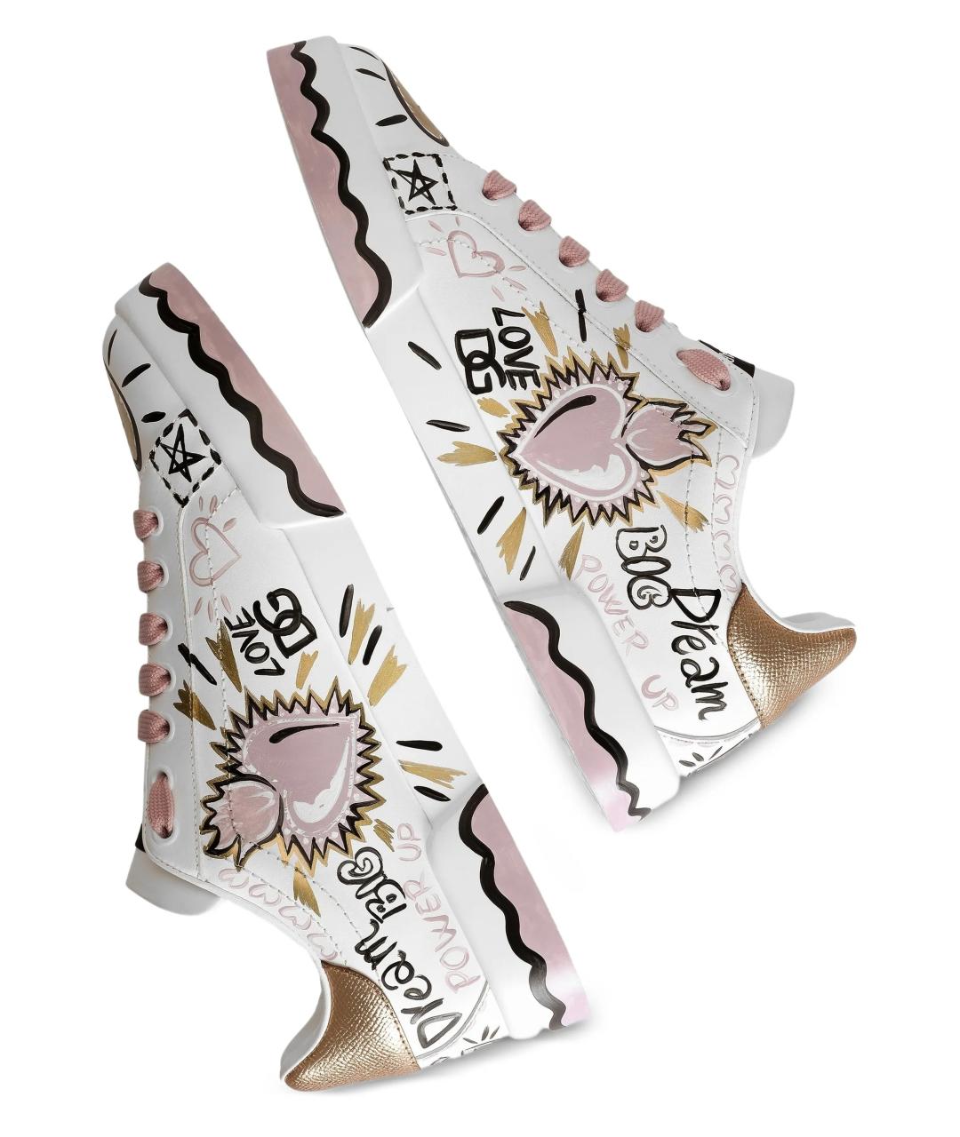 DOLCE&GABBANA Белые кожаные кроссовки, фото 4