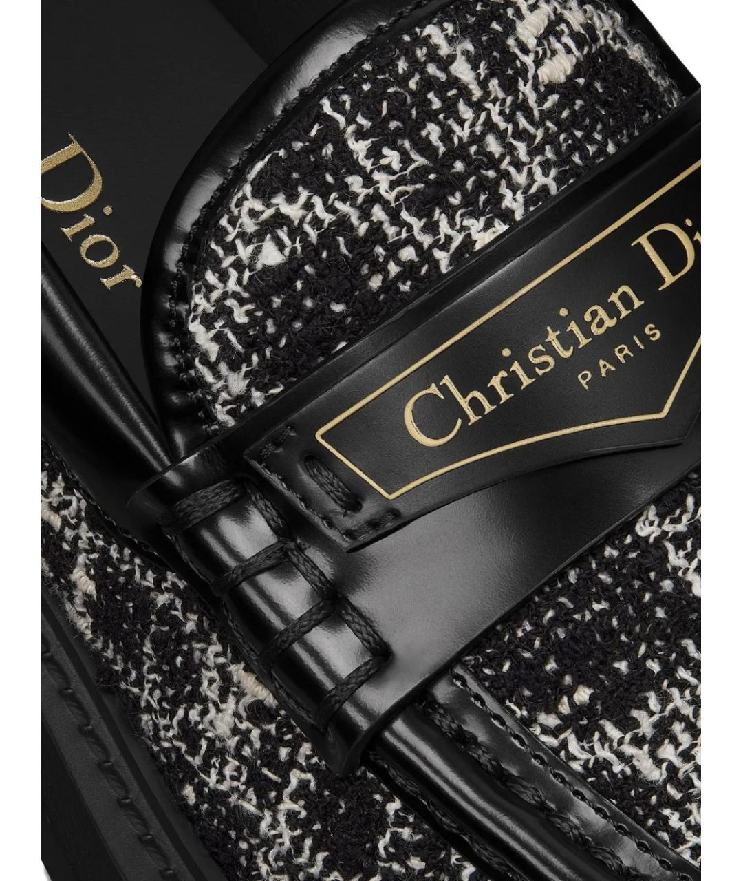 CHRISTIAN DIOR Черные текстильные лоферы, фото 4