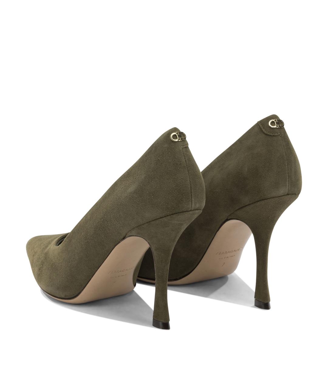 FERRAGAMO Зеленые замшевые туфли, фото 4
