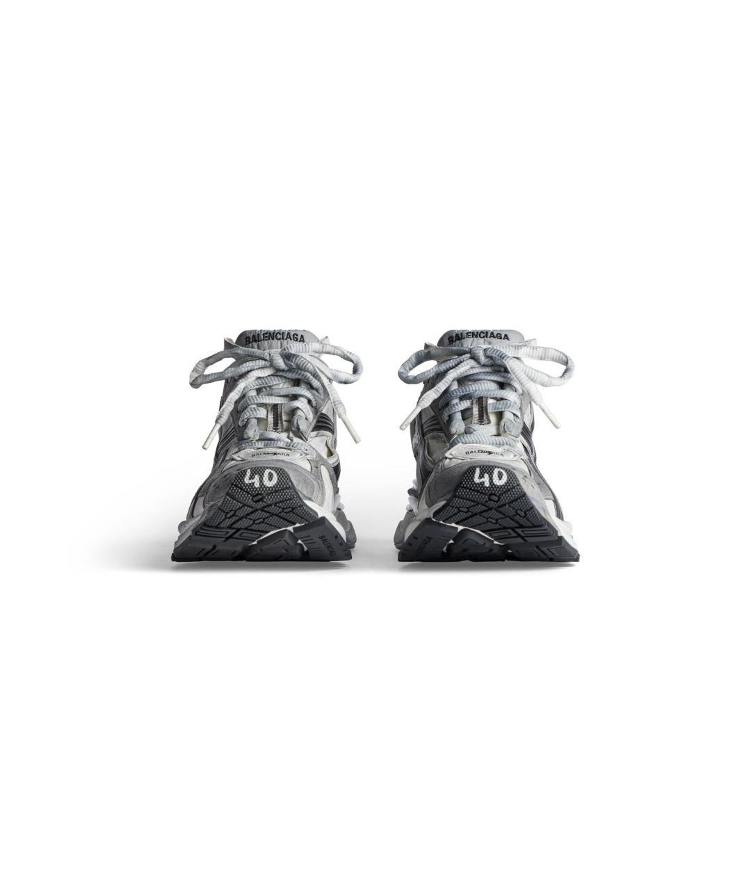 BALENCIAGA Серые кожаные кроссовки, фото 3