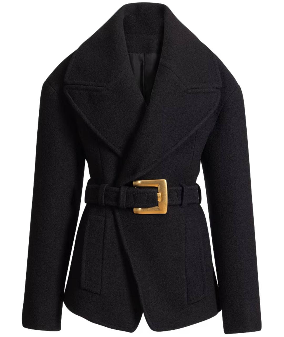 BALMAIN Черное шерстяное пальто, фото 1
