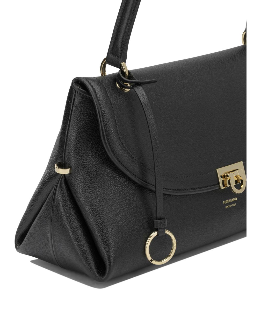FERRAGAMO Черная кожаная сумка через плечо, фото 4