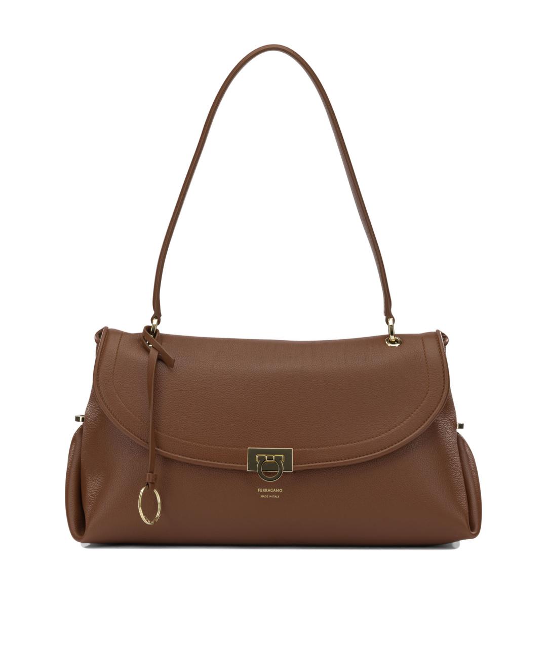 FERRAGAMO Коричневая кожаная сумка через плечо, фото 1
