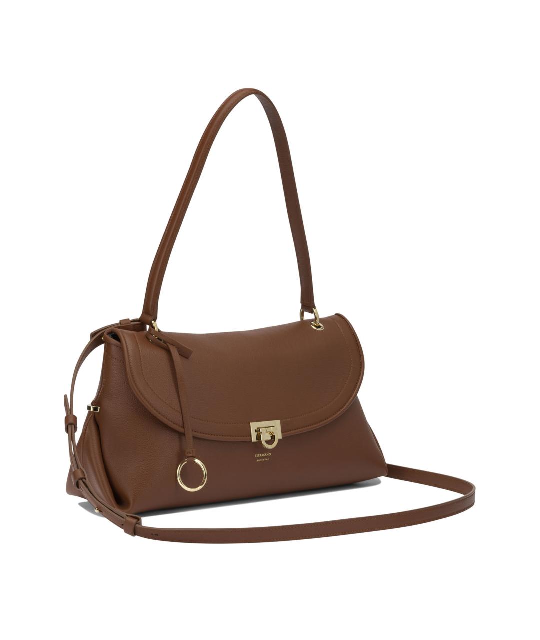 FERRAGAMO Коричневая кожаная сумка через плечо, фото 2
