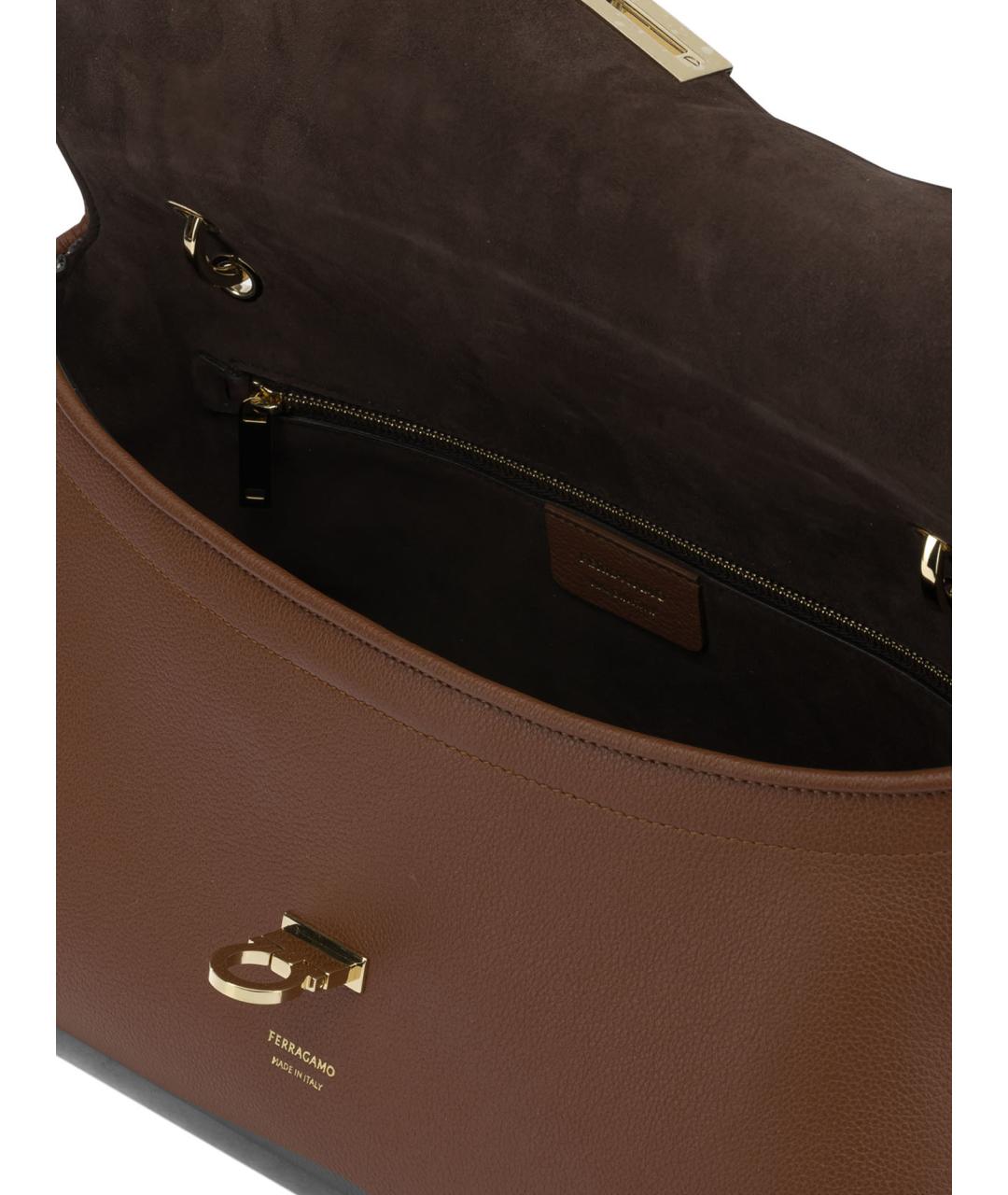 FERRAGAMO Коричневая кожаная сумка через плечо, фото 5