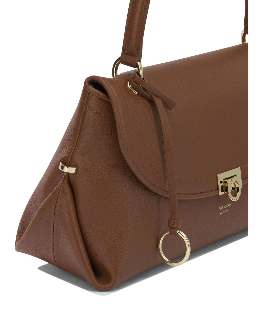 FERRAGAMO Коричневая кожаная сумка через плечо, фото 4
