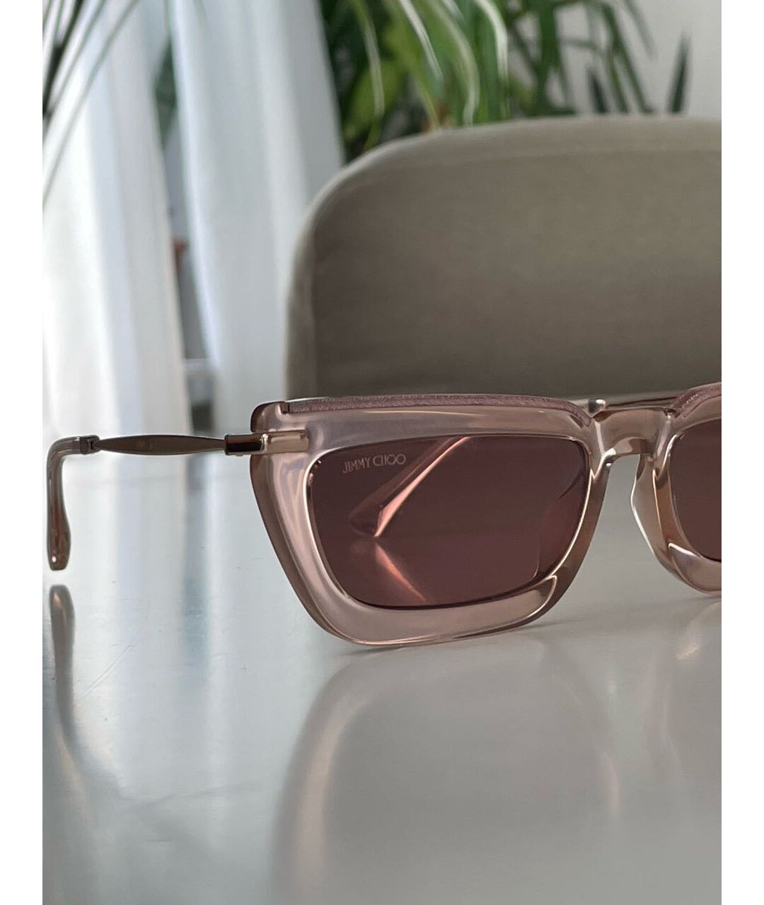 JIMMY CHOO Розовые пластиковые солнцезащитные очки, фото 6