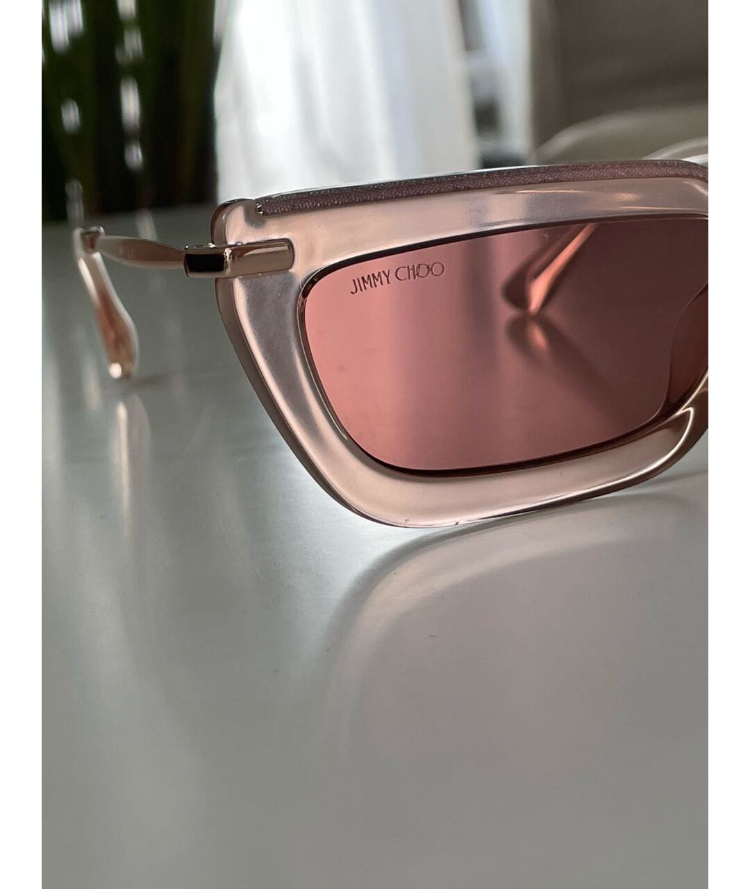 JIMMY CHOO Розовые пластиковые солнцезащитные очки, фото 5