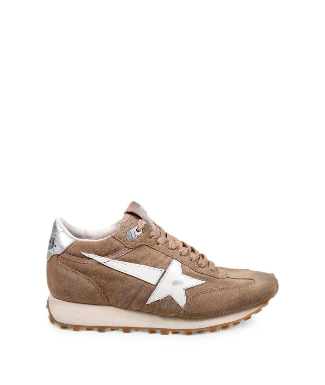 GOLDEN GOOSE Коричневые кожаные кроссовки, фото 1