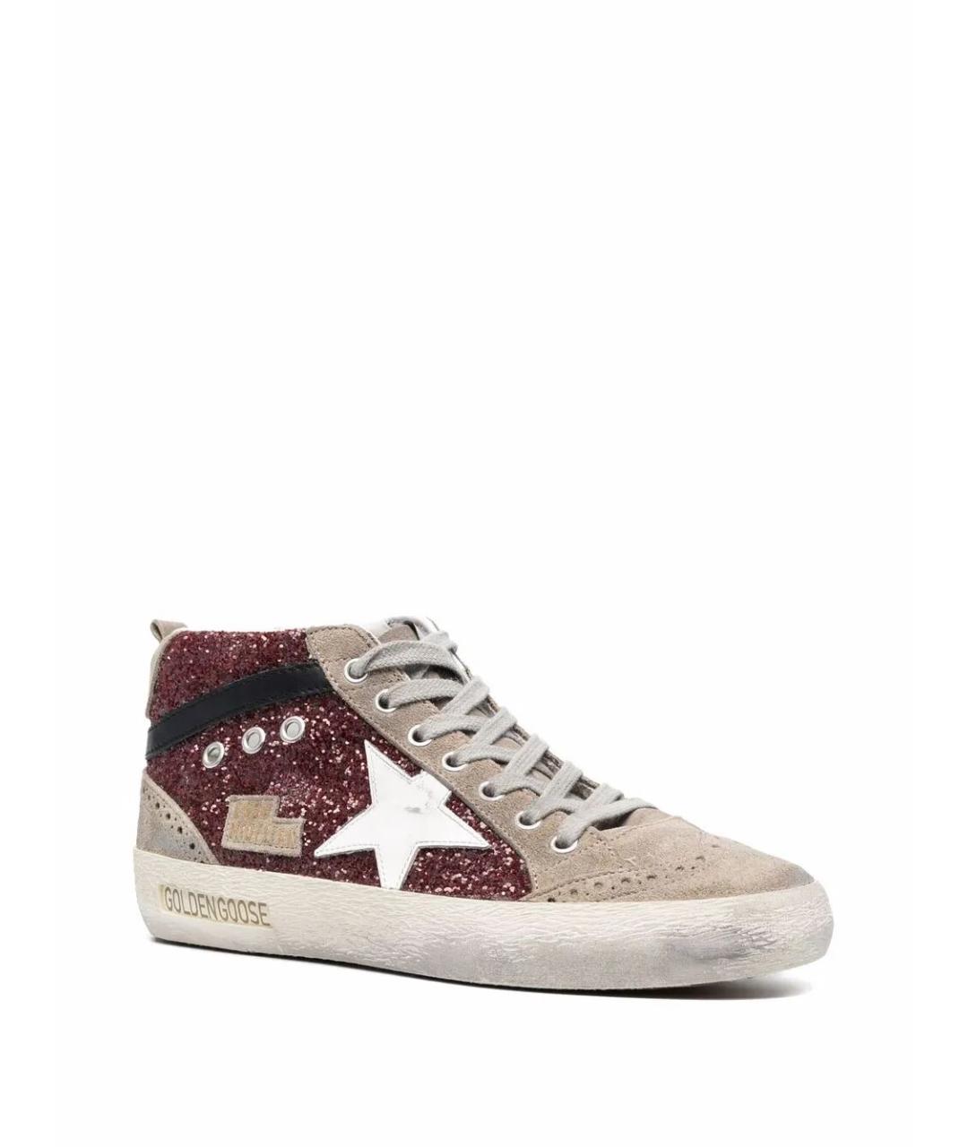 GOLDEN GOOSE Красные кожаные кроссовки, фото 4
