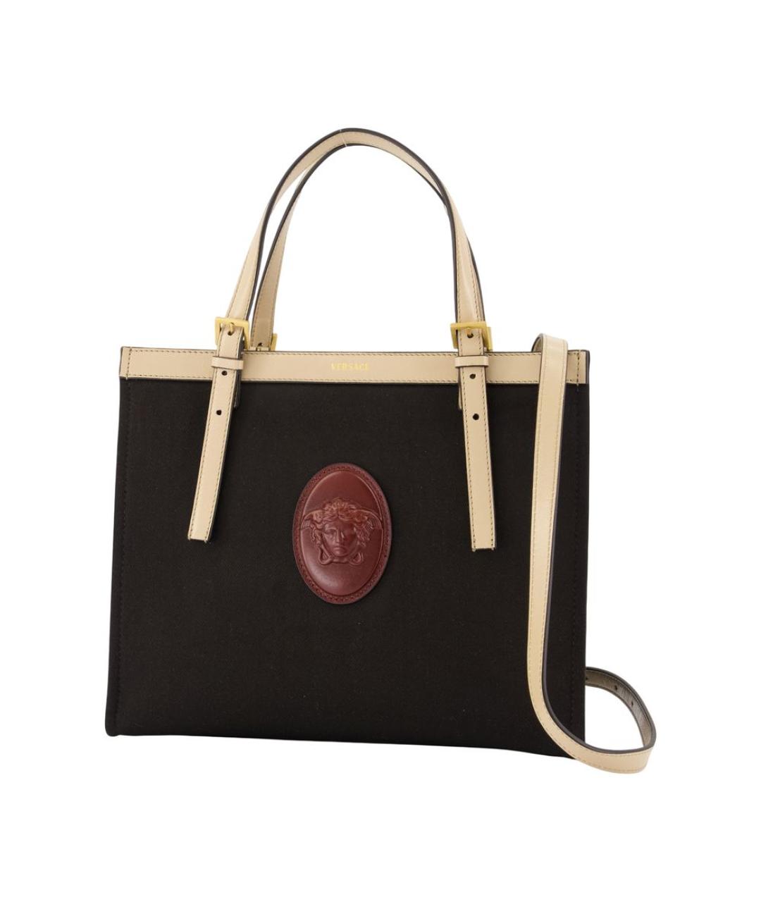 VERSACE Черная кожаная сумка тоут, фото 1