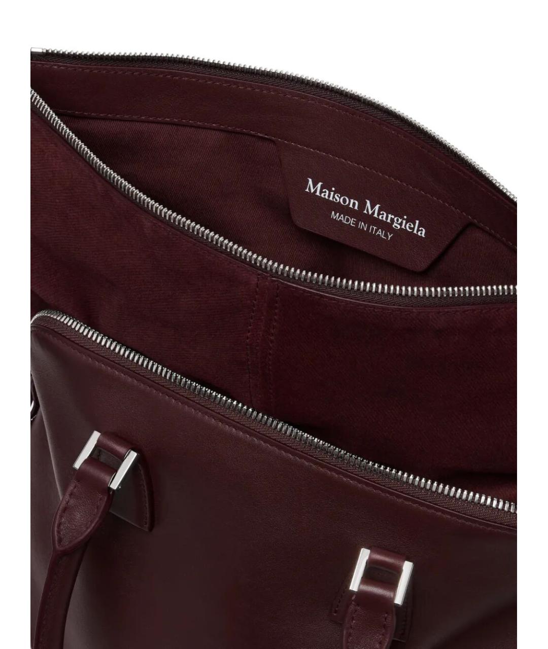 MAISON MARGIELA Бордовая кожаная сумка тоут, фото 5