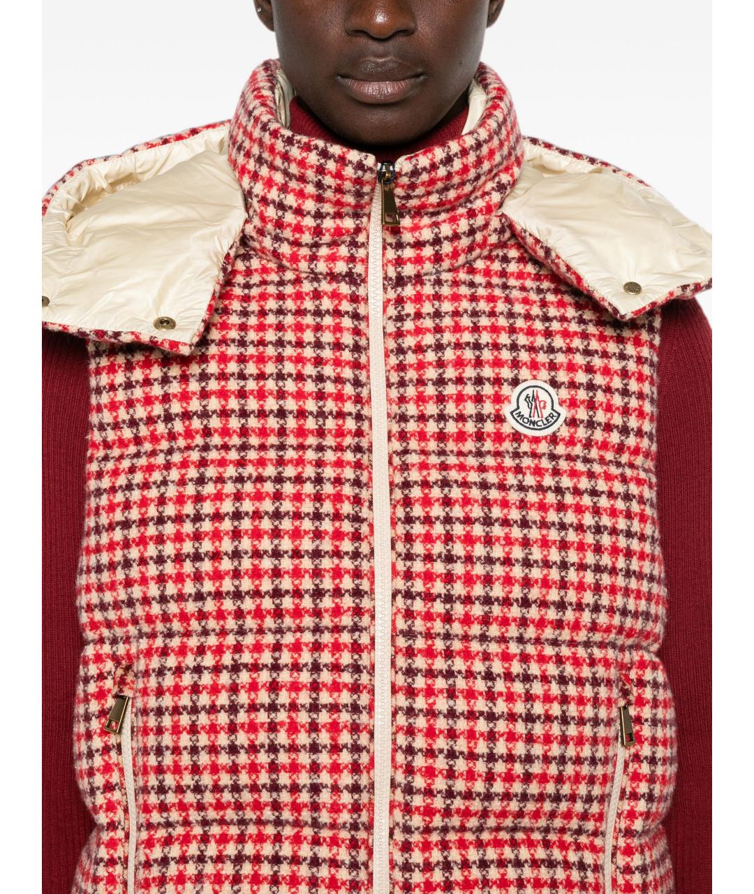 MONCLER Красный шерстяной жилет, фото 3