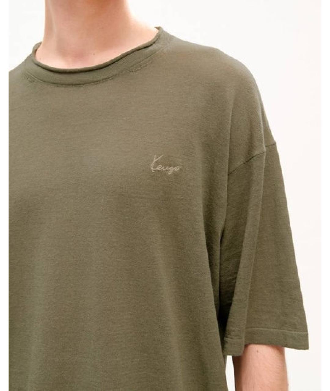 KENZO Хаки льняная футболка, фото 2