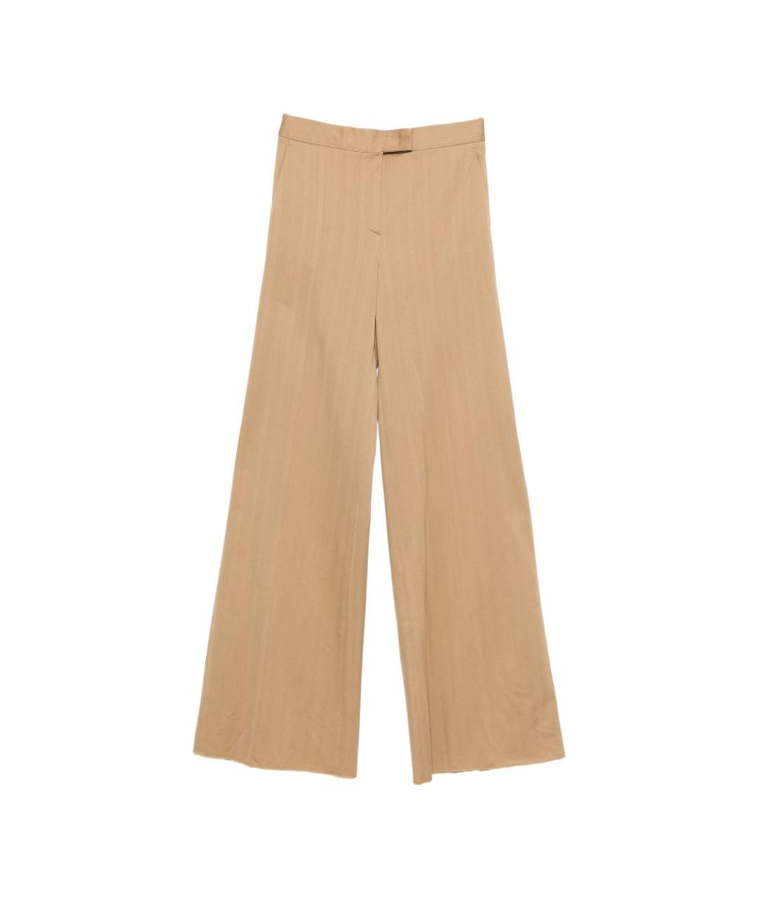MAX MARA Бежевые хлопковые прямые брюки, фото 1