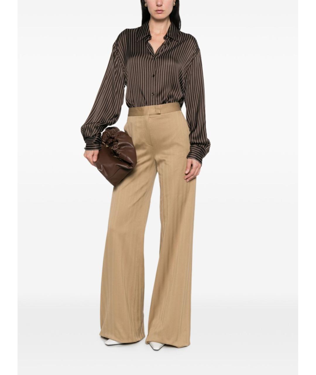 MAX MARA Бежевые хлопковые прямые брюки, фото 5