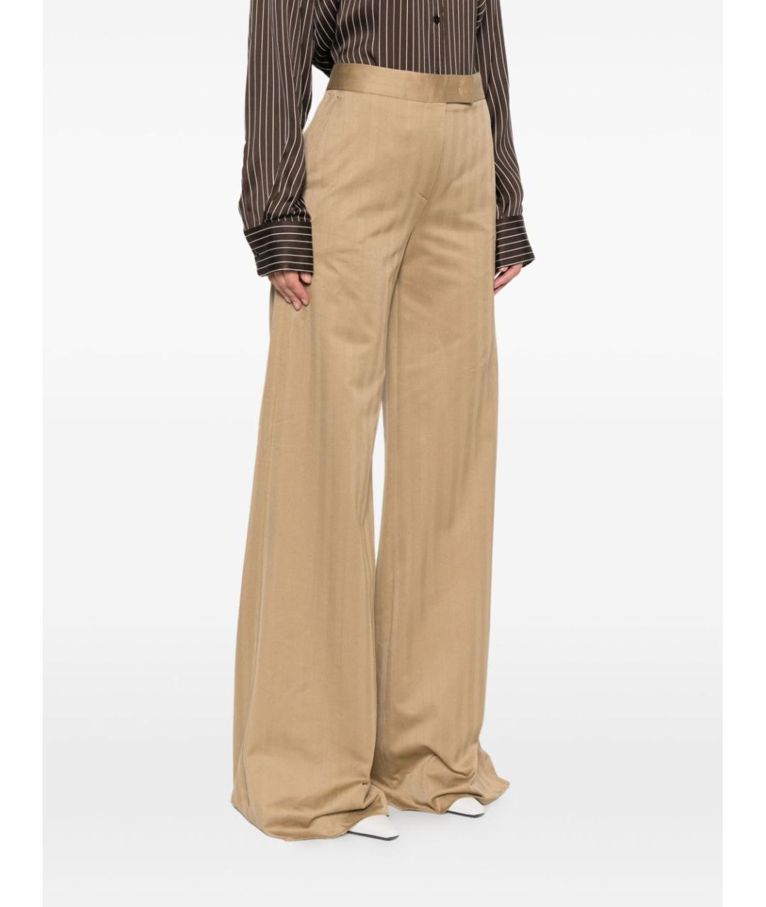 MAX MARA Бежевые хлопковые прямые брюки, фото 4