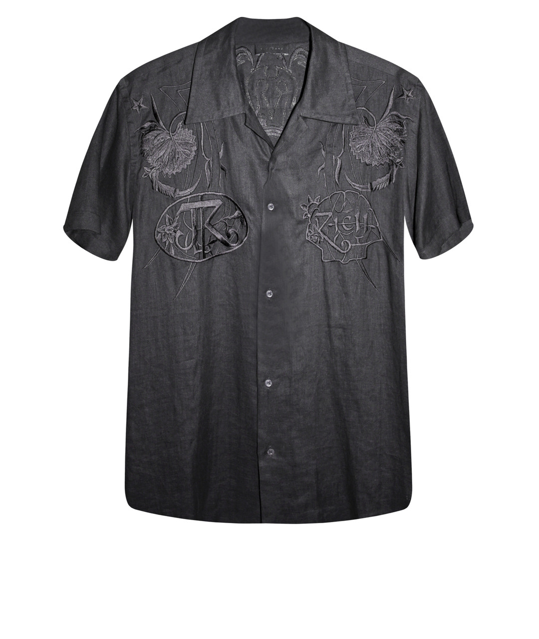 JOHN RICHMOND Черная льняная кэжуал рубашка, фото 1