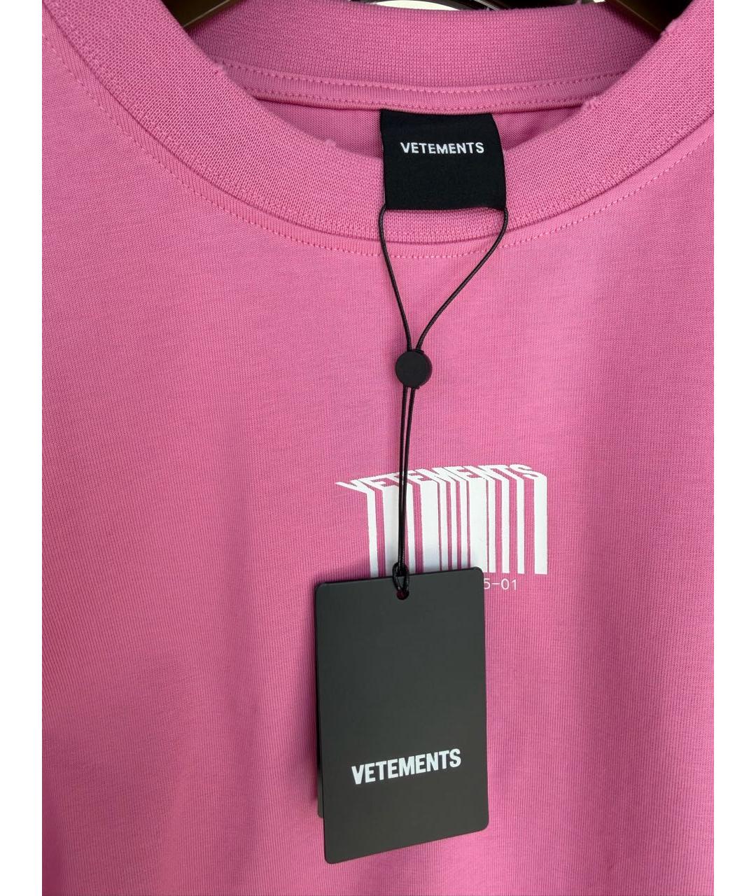 VETEMENTS Розовая хлопковая футболка, фото 2