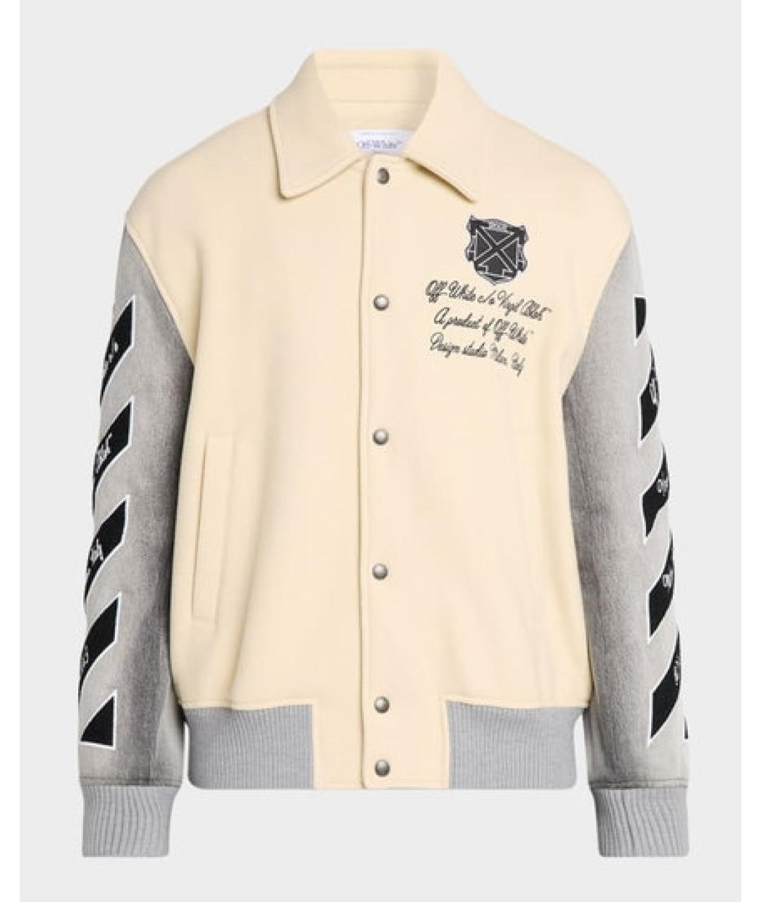 OFF-WHITE Бежевая шерстяная куртка, фото 4