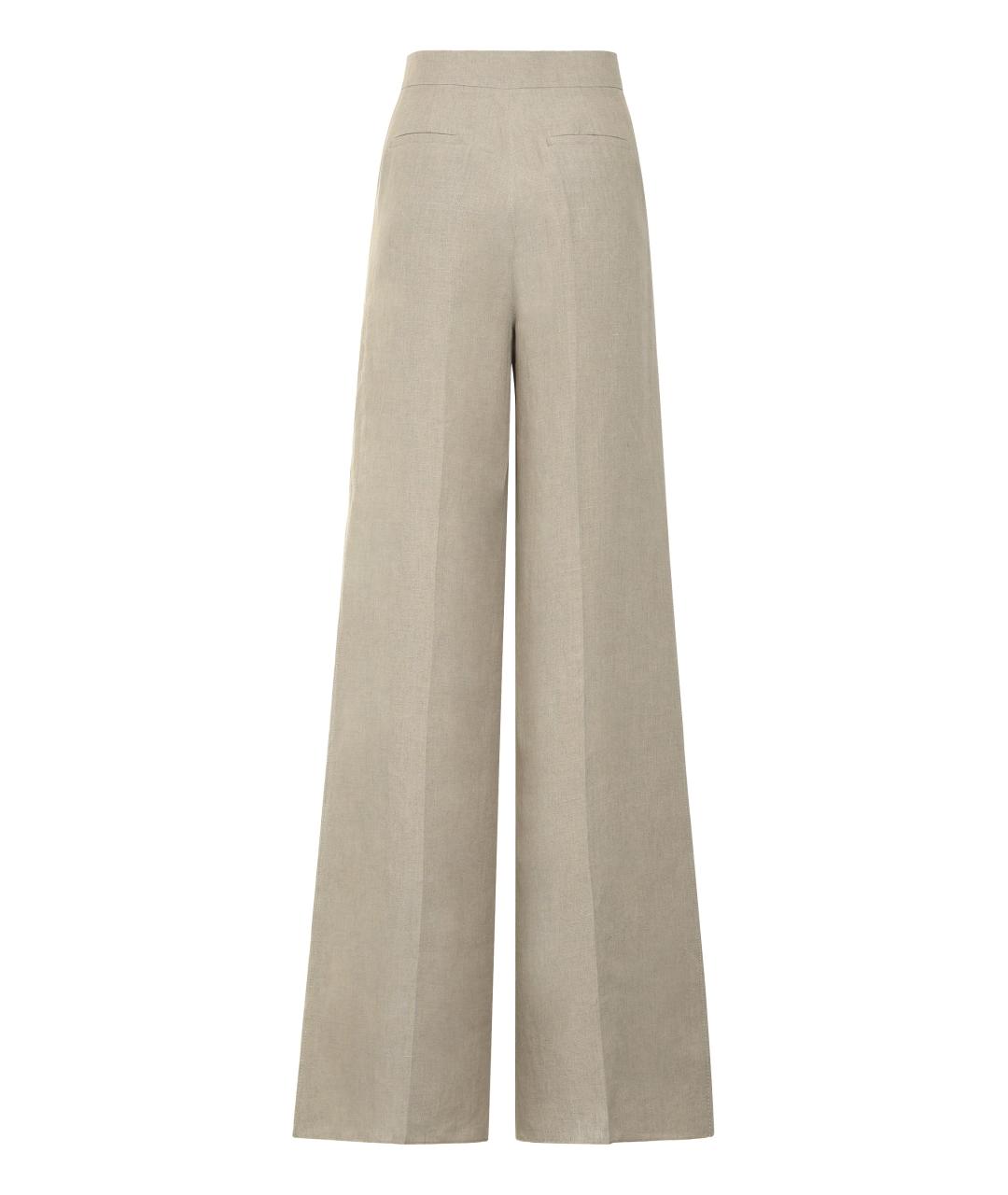 MAX MARA Бежевые льняные брюки широкие, фото 2