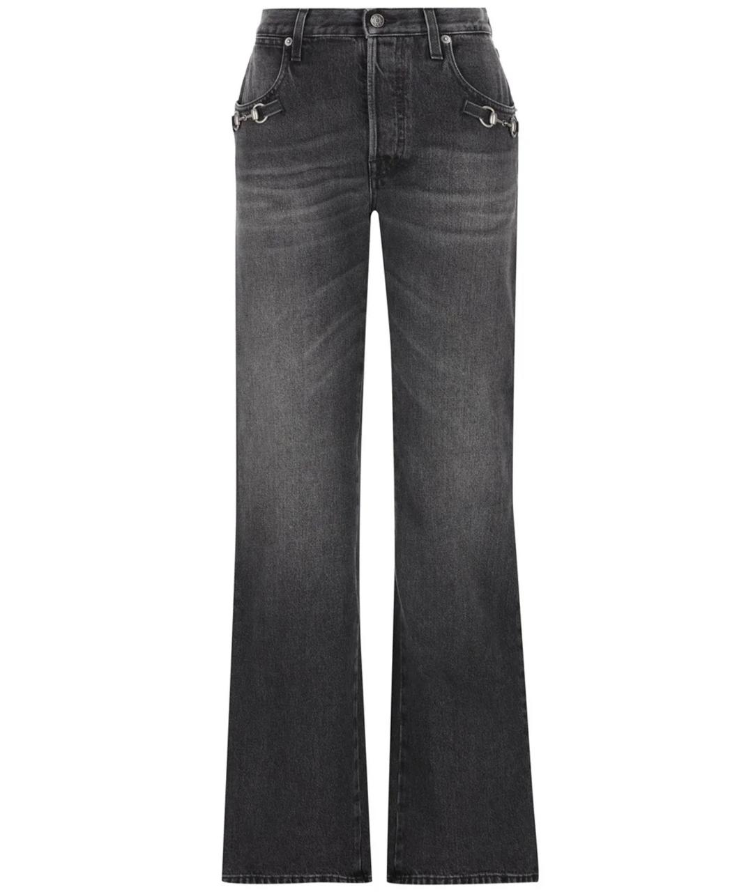 GUCCI Черные хлопковые прямые джинсы, фото 1