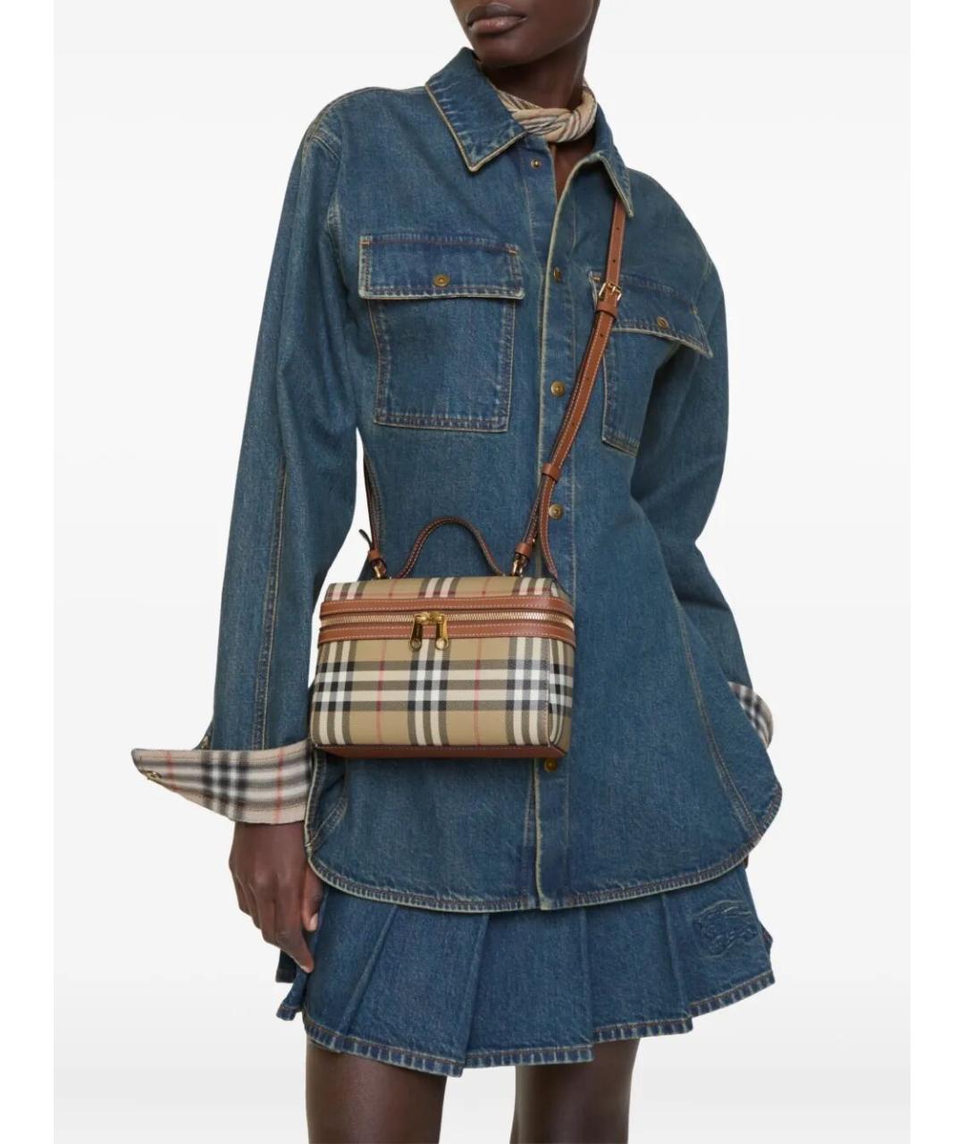 BURBERRY Бежевая канва сумка через плечо, фото 3