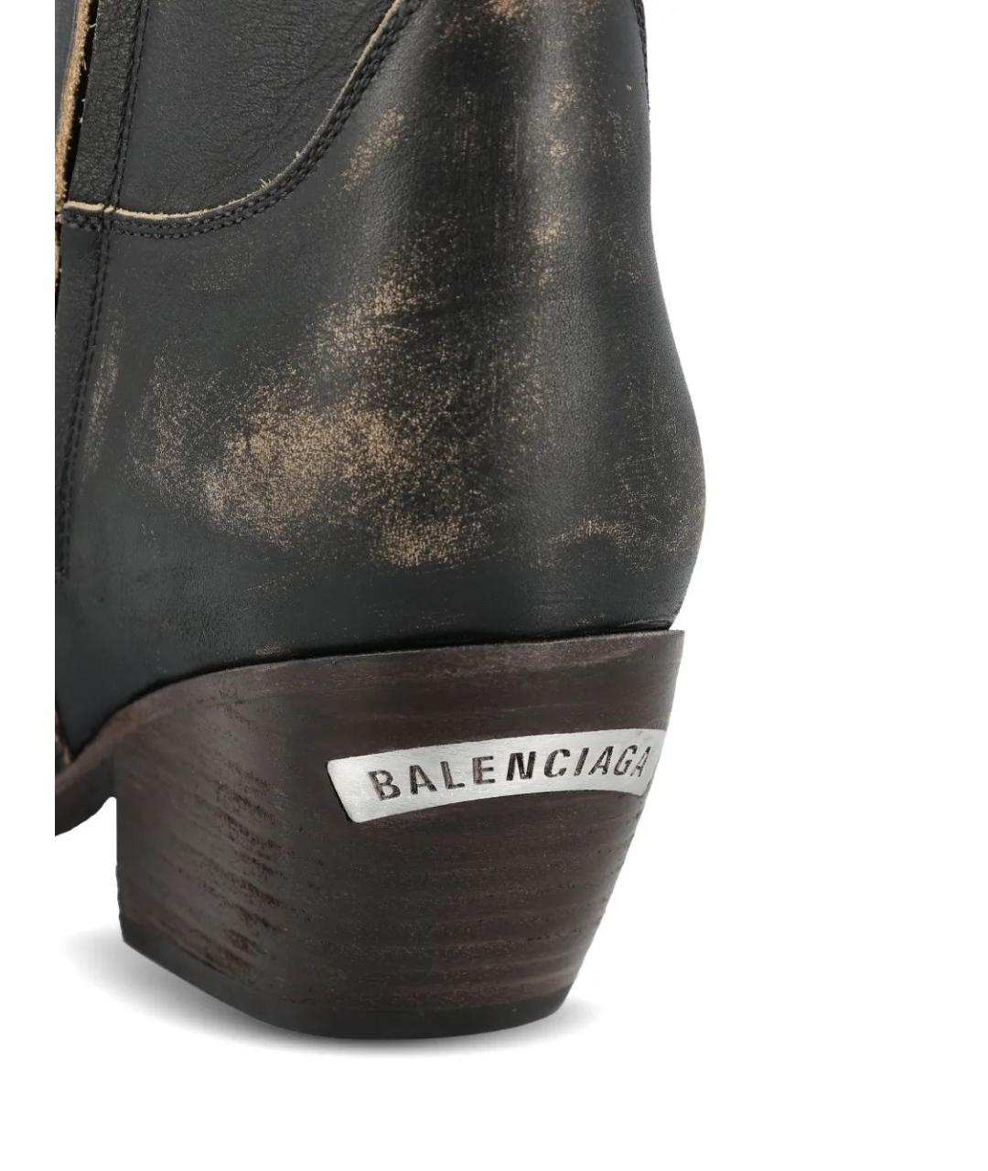 BALENCIAGA Черные кожаные полусапоги, фото 4