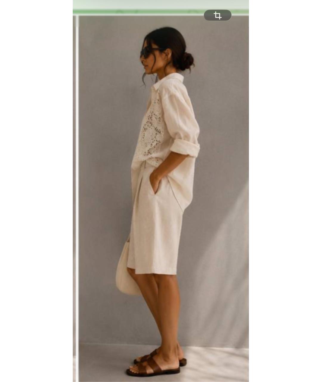 'S MAX MARA Бежевые льняные шорты, фото 4