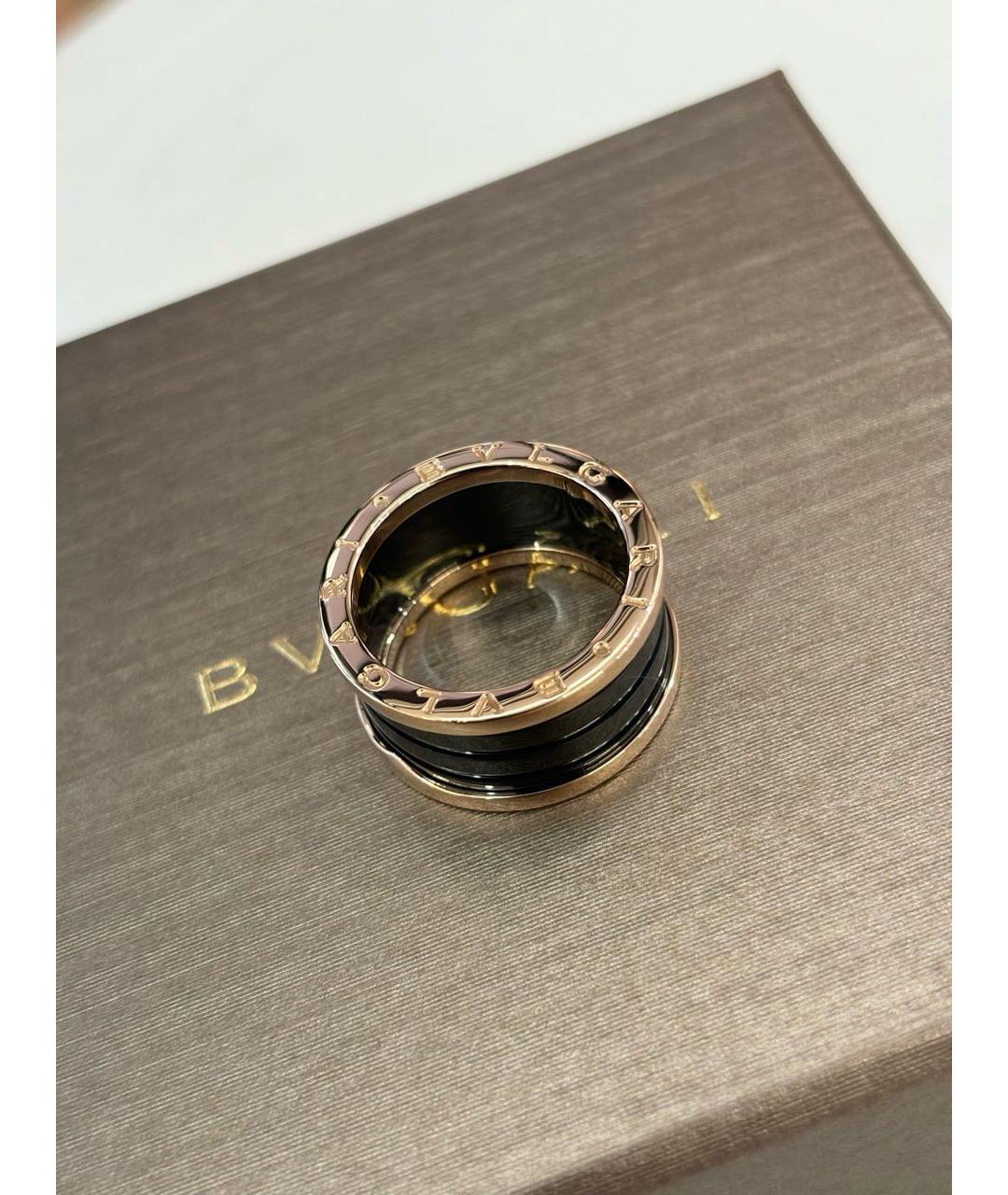BVLGARI Черное кольцо из розового золота, фото 2