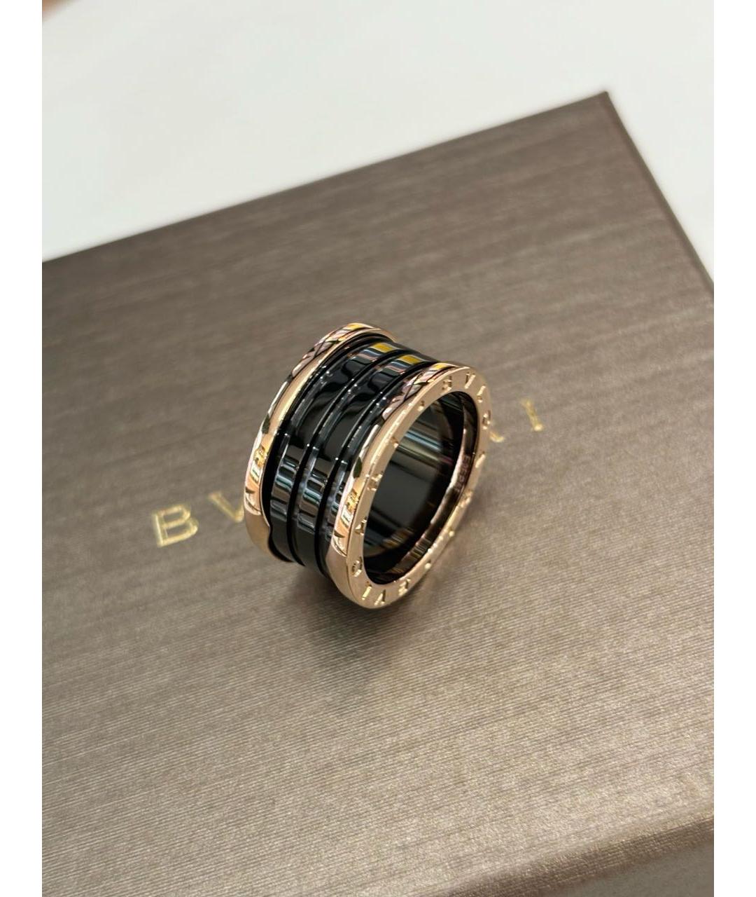 BVLGARI Черное кольцо из розового золота, фото 4
