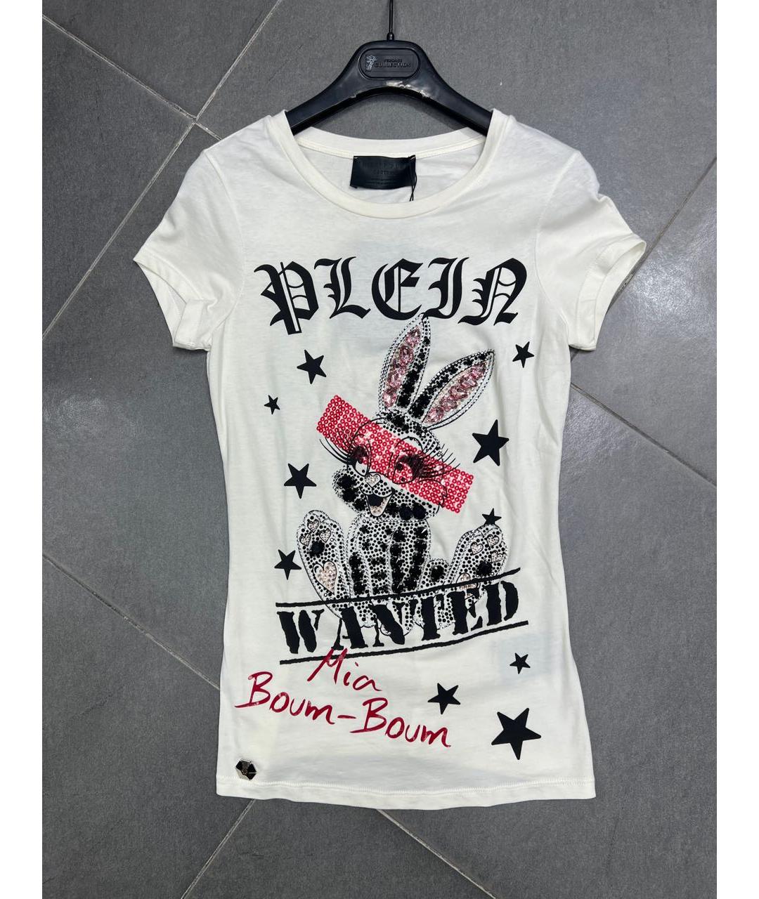 PHILIPP PLEIN Белая хлопко-эластановая футболка, фото 4