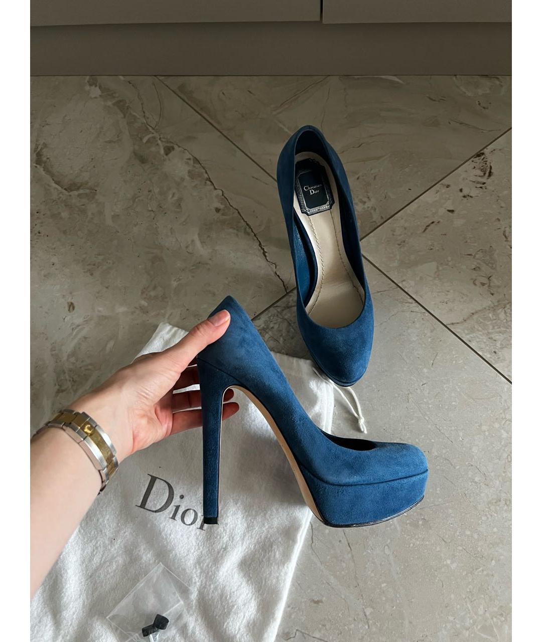 CHRISTIAN DIOR Темно-синие кожаные туфли, фото 7