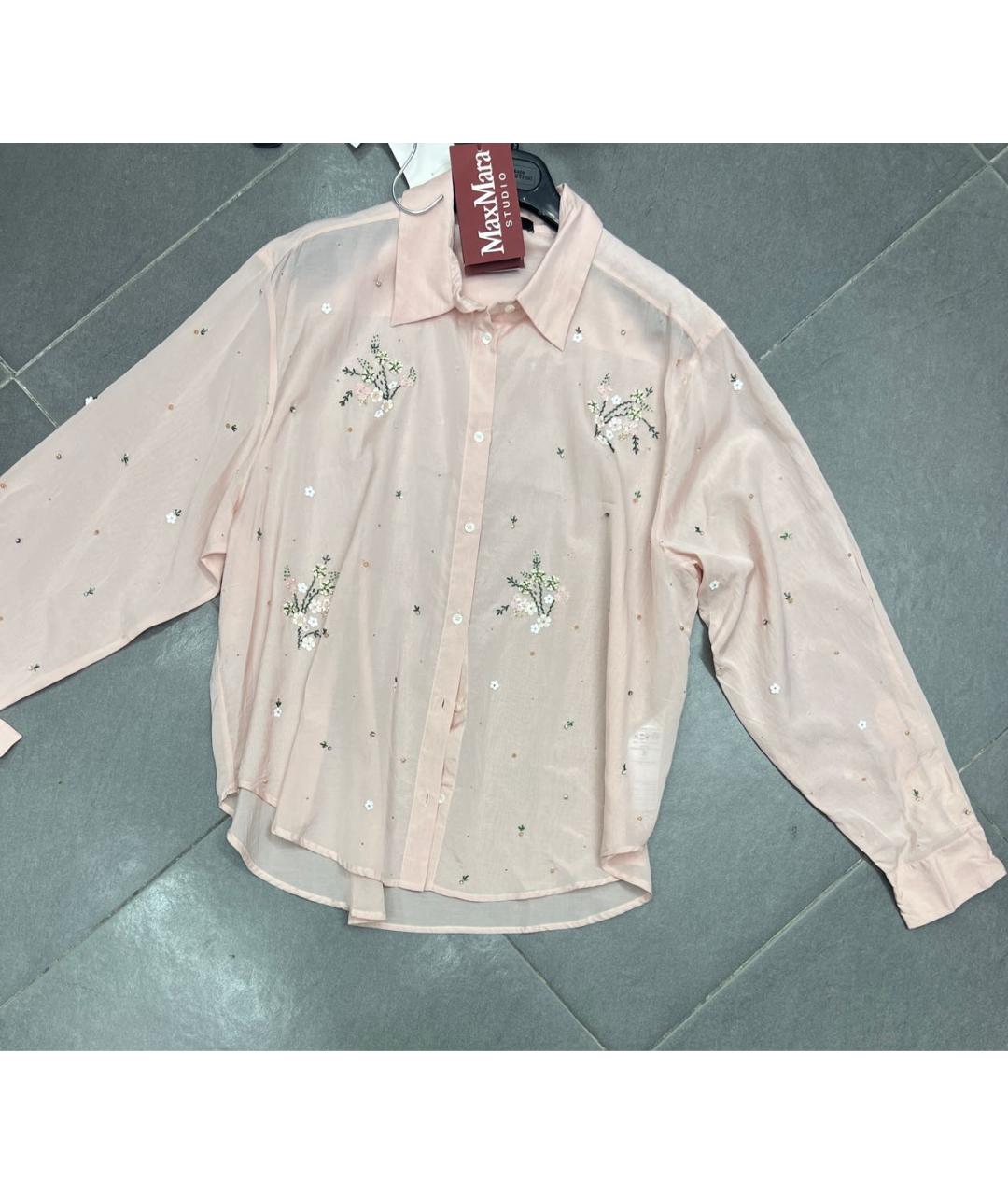 'S MAX MARA Розовая хлопковая рубашка, фото 3