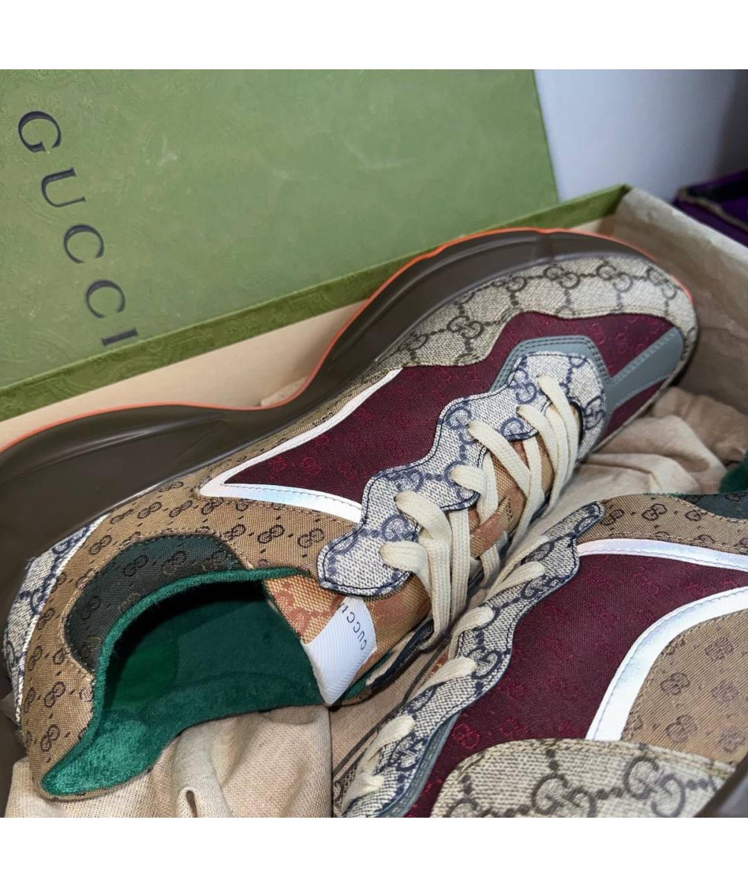GUCCI Бежевые низкие кроссовки / кеды, фото 7