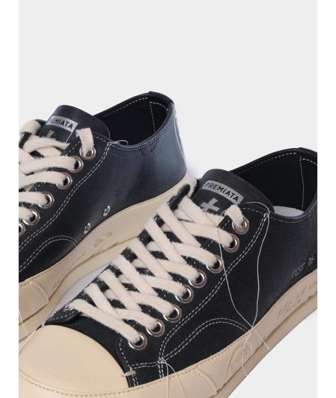 PREMIATA Черные кожаные низкие кроссовки / кеды, фото 3