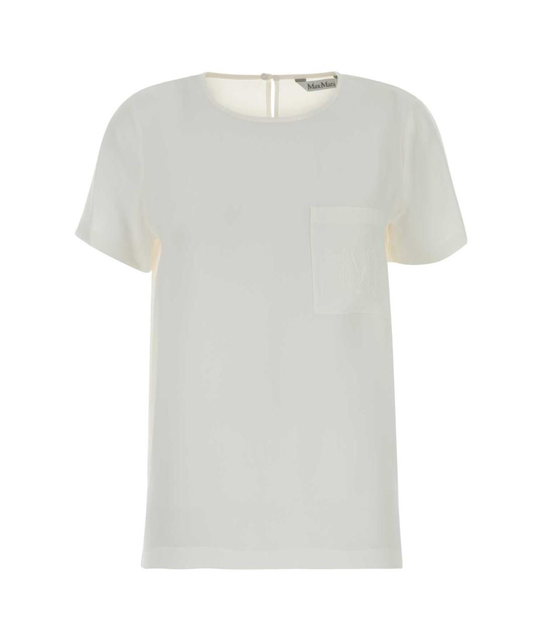 MAX MARA Белая шелковая футболка, фото 1