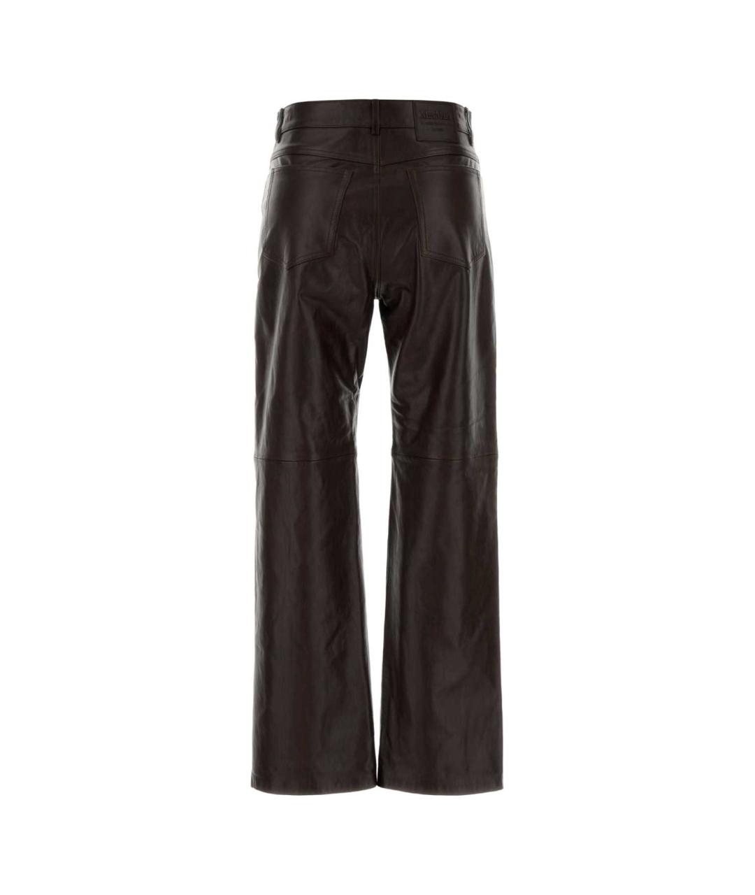 'S MAX MARA Коричневые кожаные прямые брюки, фото 2