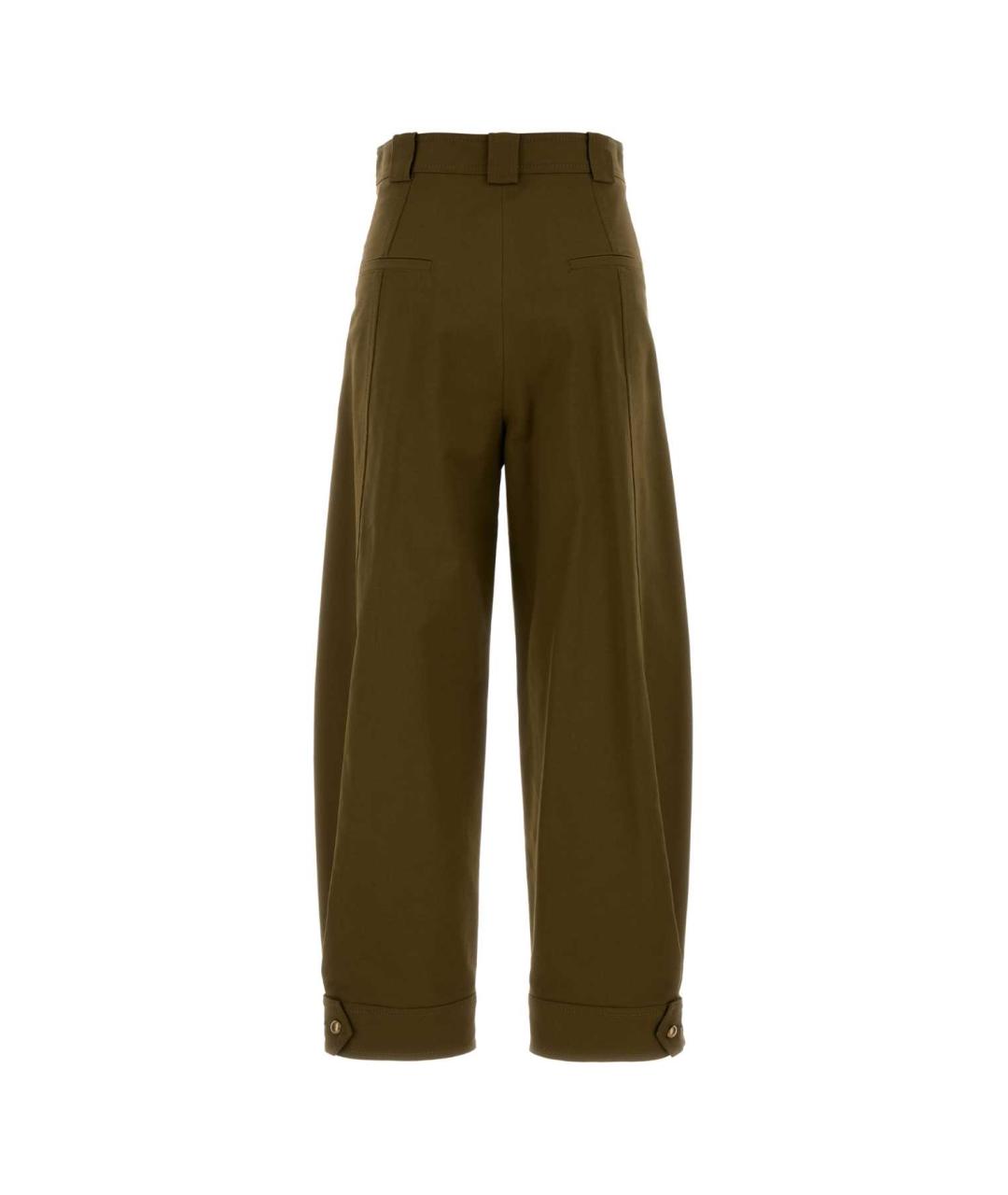 MAX MARA Зеленые хлопковые прямые брюки, фото 2